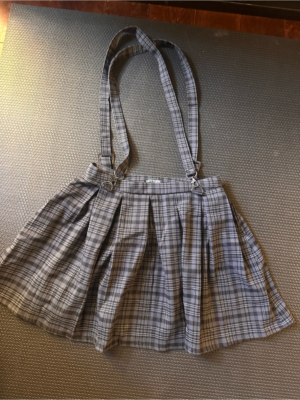 Hot Topic Gray Plaid Suspender Schoolgirl Skirt
